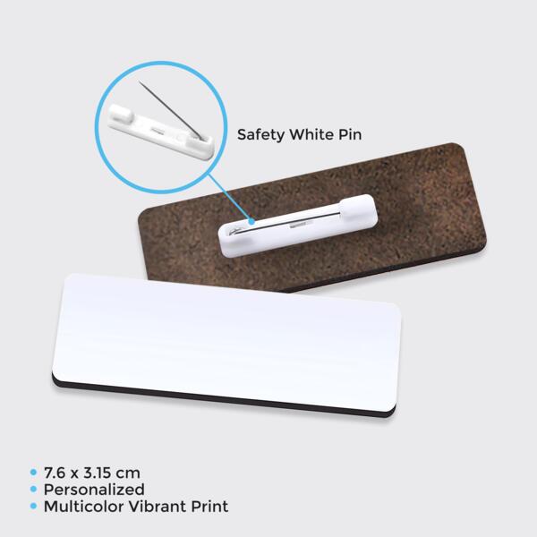 MDF Rectangle Name Tag with Pin Thumbnail