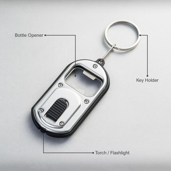 Bottle Opener Keychain with Flashlight Thumbnail