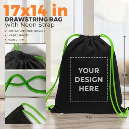 Drawstring Bag with Neon Strap Thumbnail