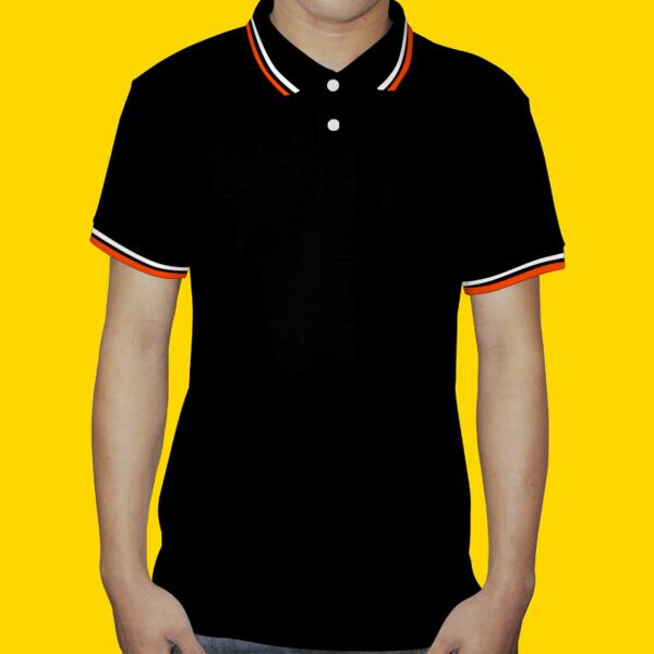 2 Tone Polo Shirt - Black Body (Mens) Thumbnail