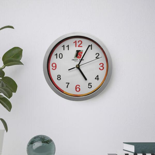 9" Silver Round Wall Clock Thumbnail