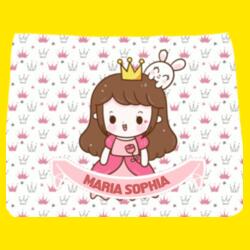 Full Background Design Pink and White Crowns and the Cute Little Princess, White Rabbit w/ Changeable Name Kiddie Bag Design