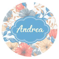 Beautiful Floral Full Background, Changeable Name Circle Wooden Keychain Design