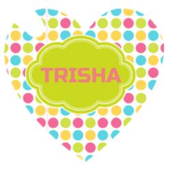Colorful Polka Dots Full Background, Changeable Name Heart Wooden Keychain Design