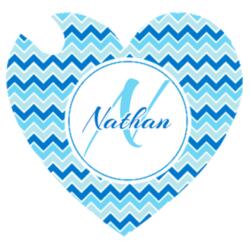 Chevron Sky Blue and Blue Full Background, Zigzag Sky Blue and  Blue Full Background, Changeable Name Heart Wooden Keychain Design
