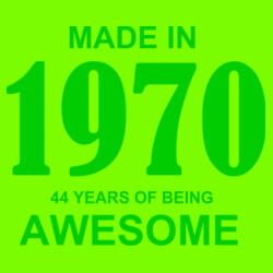 Made in 1970 44 Years of Being Awesome Changeable Statement Neon Drawstring Bag Design
