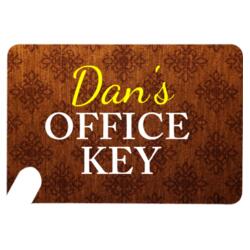 Office Key Changeable Name Wide Rectangular Wooden Keychain Design
