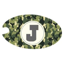 Camouflage Full Background Changeable Initial Oblong Wooden Keychain Design