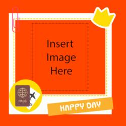 Sticky Note Yellow , Passport Book, Yellow Crown, Pink Paper Clip, Happy Day Yellow Sticker, Insertable Photo, Customized Pillow Design