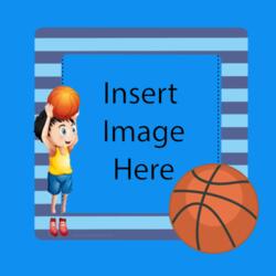 Sticky Note, Blue Stripe Full Background, Boy Shooting, Basket Ball, Insertable Photo, Customized Pillow Design