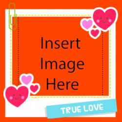 Sticky Note, Inlove, Couple Hearts, Two Happy Face Hearts, Small Pink Hearts, Green Paper Pin, True Love Blue Sticker, Insertable Photo, Customized Pillow Design