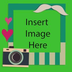 Sticky Note, Green, Red Heart, Pink Heart, Green Camera, White Mustache, Insertable Photo, Customized Pillow Design