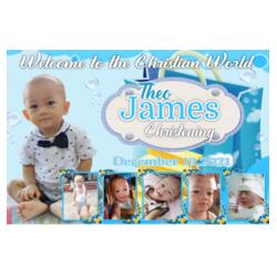 Blue Gift Box Christening Banner with Pictures - TCHR 5 Design