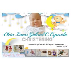 Cloudy Christening Banner with Pictures - TCHR 8 Design