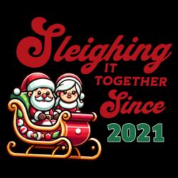 Sleighing it Together Since Year, Couple Design with Personalized Year for Christmas Shirt - STS-01 Design