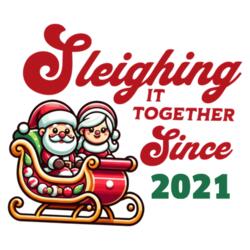 Sleighing it Together Since Year, Couple Design with Personalized Year for Christmas Shirt - STS-01 Design