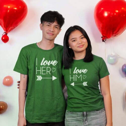 I Love Him/Her, Valentine Shirt for Couple, Perfect Shirt for Couple, Happy Valentines Day! Thumbnail