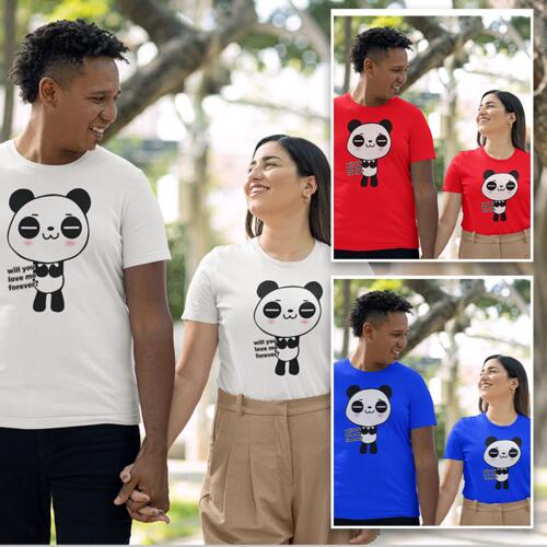 Couple Shirt, Cute Panda Round neck cotton Shirt Thumbnail