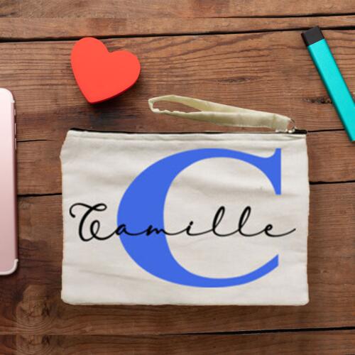 Customizable Canvas Pouch, Changeable Initial and Name Thumbnail