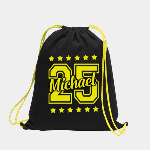 Changeable Name and Number Neon Drawstring Bag Thumbnail
