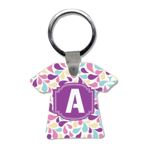 Colorful Water Drops Full Background, Changeable Initial T-Shirt Wooden Keychain Thumbnail