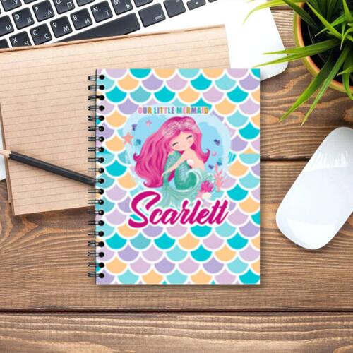 Full Print Spring Notebook - Mermaid Pattern w/ changeable Name Thumbnail