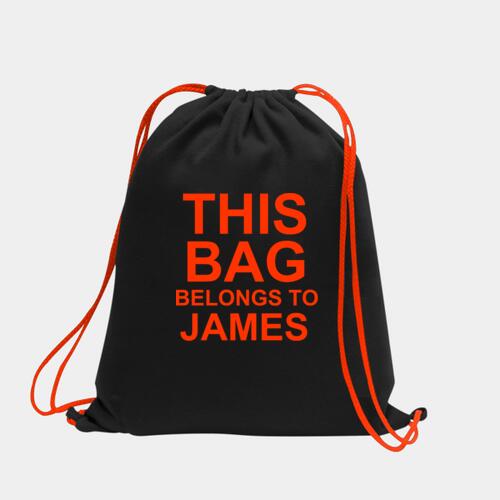 This Bag Belongs To James Neon Drawstring Bag Thumbnail