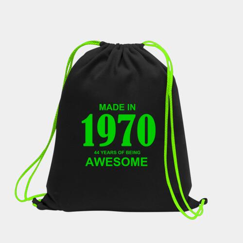 Made in 1970 44 Years of Being Awesome Changeable Statement Neon Drawstring Bag Thumbnail
