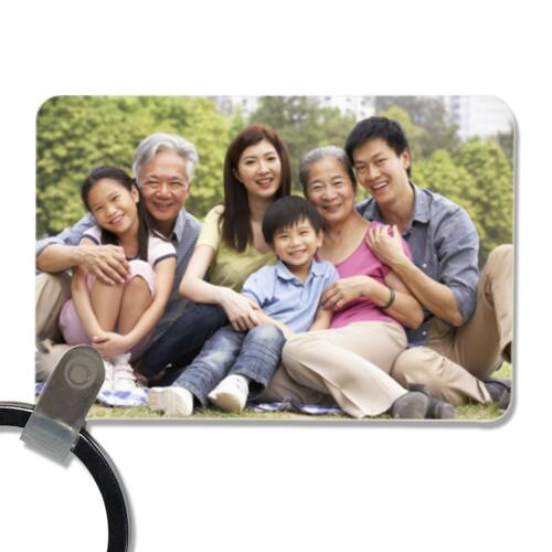 Changeable Family Image Wide Rectangular Wooden Keychain Thumbnail