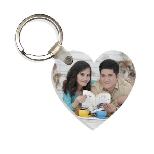 Changeable Couple Image Heart Wooden Keychain Thumbnail