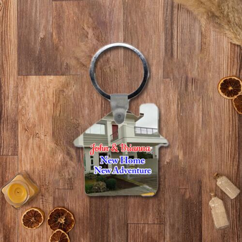 Changeable Image, Changeable Name House Wooden Keychain Thumbnail
