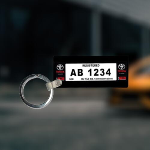 Changeable Plate Number Image Long Rectangular Wooden Keychain Thumbnail