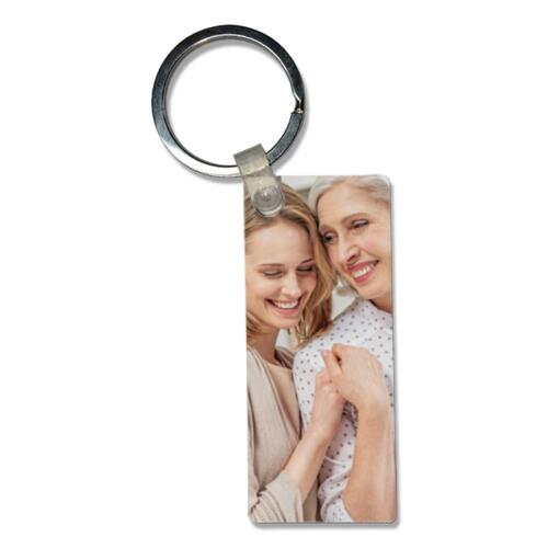 Changeable Family Image Long Rectangular Wooden Keychain Thumbnail