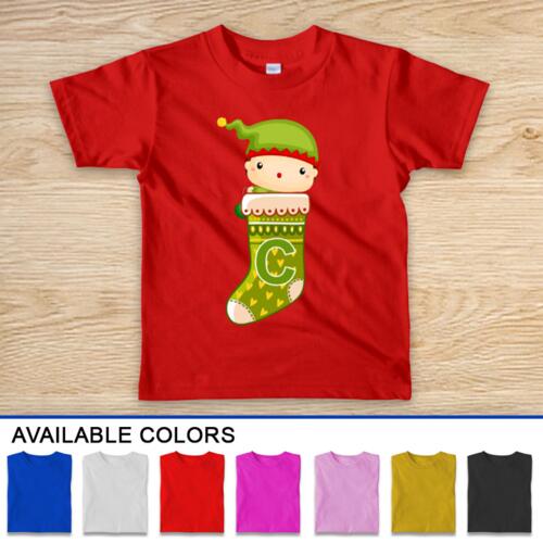 Christmas Socks w/ Initials Kids Shirt Thumbnail