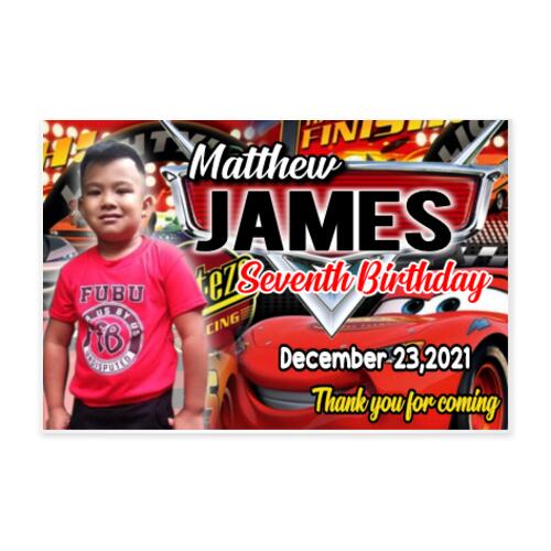 Cars Birthday Banner with Picture - TRG 3 Thumbnail