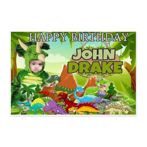 Dinosaur Birthday Banner with Picture - JUNG 1 Thumbnail