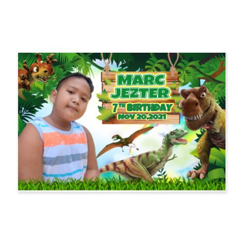 T.rex Birthday Banner with Picture - JUNG 2 Thumbnail