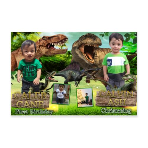 T.rex Birthday and Christening Banner with Pictures - JUNG 4 Thumbnail