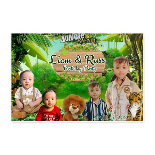 Jungle Safari Birthday Banner with Pictures - JUNG 6 Thumbnail