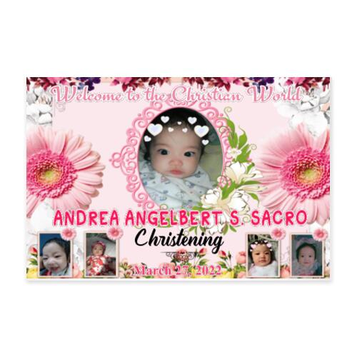 Floral Chirstening Banner with Pictures - TGC 1 Thumbnail
