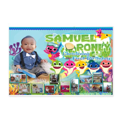 Baby Shark Birthday and Christening Banner with Pictures - TCHR 3 Thumbnail