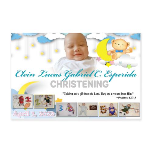 Cloudy Christening Banner with Pictures - TCHR 8 Thumbnail