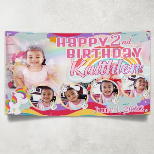 Unicorn Birthday Banner with Pictures - TGB 5 Thumbnail