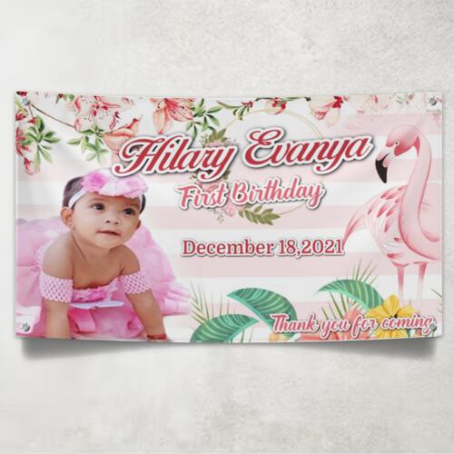 Pink Flamingo Birthday Banner with Pictures - TGB 12 Thumbnail