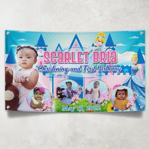 Cinderella Birthday and Christening Banner with Pictures - TGB 16 Thumbnail