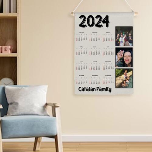 Customizable Family Design - Wooden Dowel Scroll Calendar - PCR-8 Thumbnail