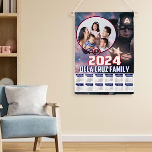 Customizable Captain America Design - Wooden Dowel Scroll Calendar - PCR-16 Thumbnail
