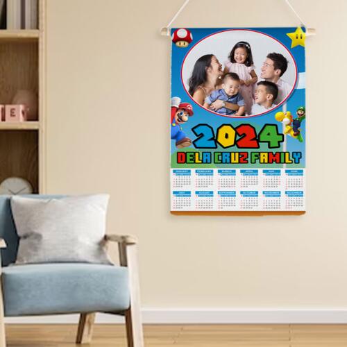 Customizable Super Mario Design - Wooden Dowel Scroll Calendar - PCR-28 Thumbnail