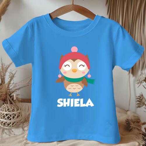 Cute Bird Christmas Design with Customizable Name, Christmas shirt for Kids - KCD-18 Thumbnail