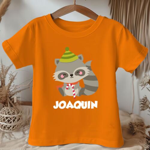 Cute Racoon Design with Customizable Name, Christmas shirt for Kids - KCD-19 Thumbnail